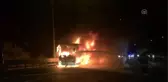 Cenazeye giden otobüs yandı