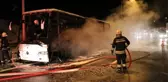 TEM Otoyolu'nda cenaze taşıyan otobüs alev alev yandı