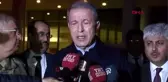 Hatay milli savunma bakanı hulusi akar, hatay devlet hastanesi'nde yaralıları ziyaretinin ardından...
