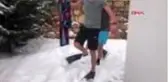 Karabük karda yüzerek eğlendiler