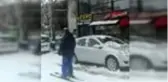 Tokat cadde üzerinde kayak yaptı