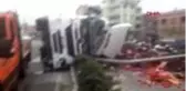 Ordu'da TIR devrildi, sebzeler yola saçıldı