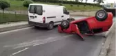 İşe giden genç aracıyla takla attı: 1 yaralı
