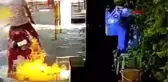 Hindistan'da motosikletli sürücü dezenfekte edilirken alev aldı