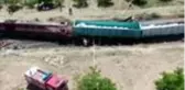 İki yük treni çarpışması - Enkazın havadan görüntüsü