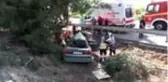 Son Dakika: Kontrolden çıkan otomobil orta refüjdeki ağaca çarptı: 3 kişi yaralandı
