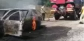 Çan'da alev topuna dönen araç kullanılamaz hale geldi