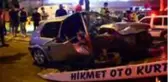 Demir yığınına dönen otomobilden yara almadan çıktı