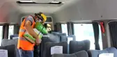 Isparta'da yeni eğitim öğretim yılı öncesi okul servisleri dezenfekte edildi