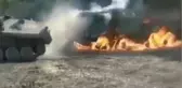 Rusya'da askeri tatbikat sırasında zırhlı kamyon alev aldı