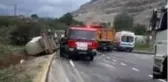 Kontrolden çıkan beton mikseri yan yattı: 1 yaralı