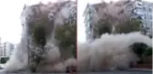 İzmir'deki depremde binanın çökme anı anbean kamerada!
