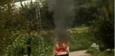 Kastamonu'da otomobil alev alev yandı