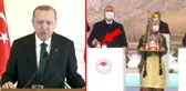Cumhurbaşkanı Erdoğan, ikram edilen suyu kürsüye bırakan Bakan Gül'ü uyardı: Maskeyi çıkar da öyle iç