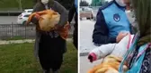 Kucağında bez bebek ile dilencilik yapan kadının foyası ortaya çıktı