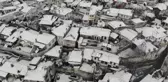 Beyaza bürünen tarihi Muğla evleri havadan görüntülendi