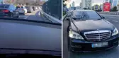 Çakarlı aracıyla emniyet şeridini kullanan iş adamının aracı trafikten men edildi