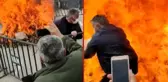 Van'daki Nevruz kutlamalarında korku dolu anlar! Ateş bir anda parladı, birçok kişi yanma tehlikesi atlattı