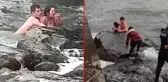 Dalgalarla boğuşan kızı kurtarmak için bir an bile düşünmedi! Yaşam mücadelesi kamerada