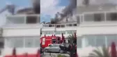 Baltalimanı Polisevi'nin bacasında çıkan yangını itfaiye söndürdü