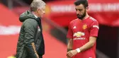 Manchester United'da Bruno Fernandes ile teknik direktör Ole Gunnar Solskjaer birbirlerine girdi
