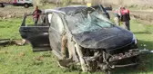 Kaymakam ve belediye başkanı içindeydi! Şarampole yuvarlanan makam aracı bu hale geldi