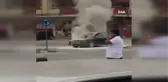 Seyir halindeki resmî araç alev aldı