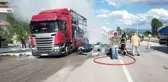 Osmancık'ta tekstil ürünü taşıyan tır yandı