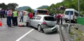 Ordu'da yolcu minibüsü ile otomobil çarpıştı... O anlar kamerada