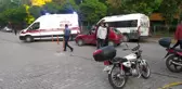Kask motosiklet sürücüsünün hayatını kurtardı