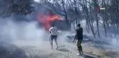 Yusuf Güney, Bozcaada'daki yangın söndürme çalışmalarına katıldı