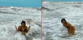 Hande Doğandemir'in dalgalarla imtihanı! Eğlenceli hallerine beğeni yağıyor