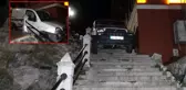 Tarihi surlardan aracıyla inmek isteyince demir korkuluklara asılı kaldı! Sıkıştığı yerden kurtarılınca arkasına bile bakmadan kaçtı