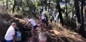 Heybeliada'da çıkan orman yangını için bölge halkı da seferber oldu! İnsan zinciri oluşturup su taşıdılar