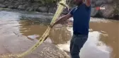 Murat Nehri'nde gün batımında balık avı