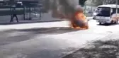 GÜNGÖREN'DE ALEV ALEV YANAN OTOMOBİL KAMERADA