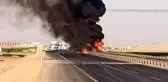 Kızıltepe'de kaza yapan tır alev alev yandı
