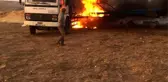 Saman pres makinesi alev alev yandı