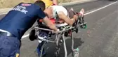 İNŞATTAN DÜŞEN İŞÇİ, YOLA İNEN AMBULANS HELİKOPTERLE SEVK EDİLDİ
