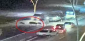 Yolun karşısına geçmeye çalışan domuz sürüsü, zincirleme kazaya neden oldu