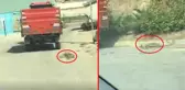 Traktörün arkasına bağladığı köpeği metrelerce sürükledi