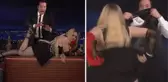 Madonna'dan olay hareket! Konuk olduğu programda önce sunucu masasına uzandı sonra eteğini kaldırdı