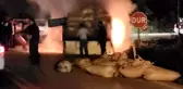 Fındık dolu kamyon alev alev yandı