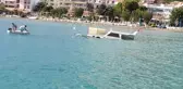 Datça'da olumsuz hava şartları nedeniyle batan lüks tekne 2'nci gününde de kurtarılamadı