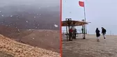 Antalya'ya mevsimin ilk karı Tahtalı Dağı'nın zirvesine yağdı