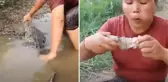 Timsahların korkulu rüyası kadın! Nehre girip tuttuğu timsahı önce haşlayıp sonra sos dökerek yedi