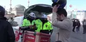 Taksim Meydanı'nda denetim: Yaya yoluna giren kuryelere ceza yağdı