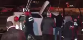 Şişli'de otomobil refüje çarpıp takla attı: 2 yaralı