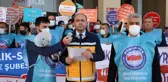 Sağlık-Sen üyesi sağlık çalışanları, Doğu Karadeniz'de bir günlük iş bırakma eylemi yaptı