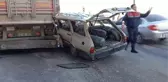 Tıra çarpan otomobildeki 4 kişi yaralandı